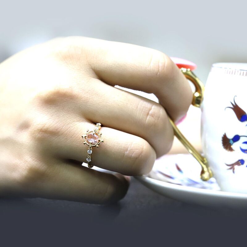 0.48 Karat Morganite Pırlanta Vintage Yüzük - IDL Sertifikalı - 4