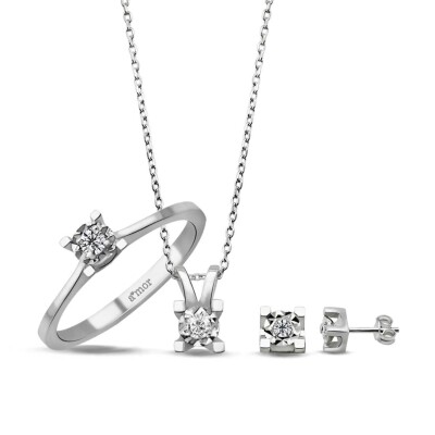 0.50 Karat Görünümlü 3'lü Pırlanta Set - IDL Sertifikalı - 1