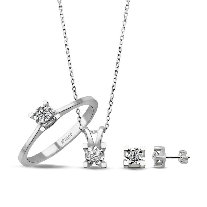 0.50 Karat Görünümlü 3'lü Pırlanta Set - IDL Sertifikalı - 1