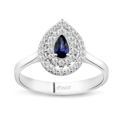 0.50 Karat Pırlanta Safir Yüzük - IDL Sertifikalı - 1