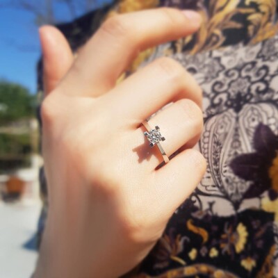 0.50 Karat Pırlanta Tektaş Yüzük -HRD/IDL Sertifikalı - 3