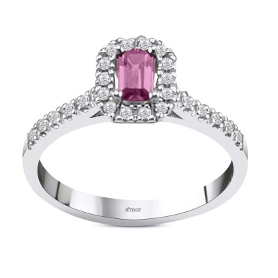 0.50 Karat Rhodolite Pırlanta Fantezi Yüzük - IDL Sertifikalı - 1