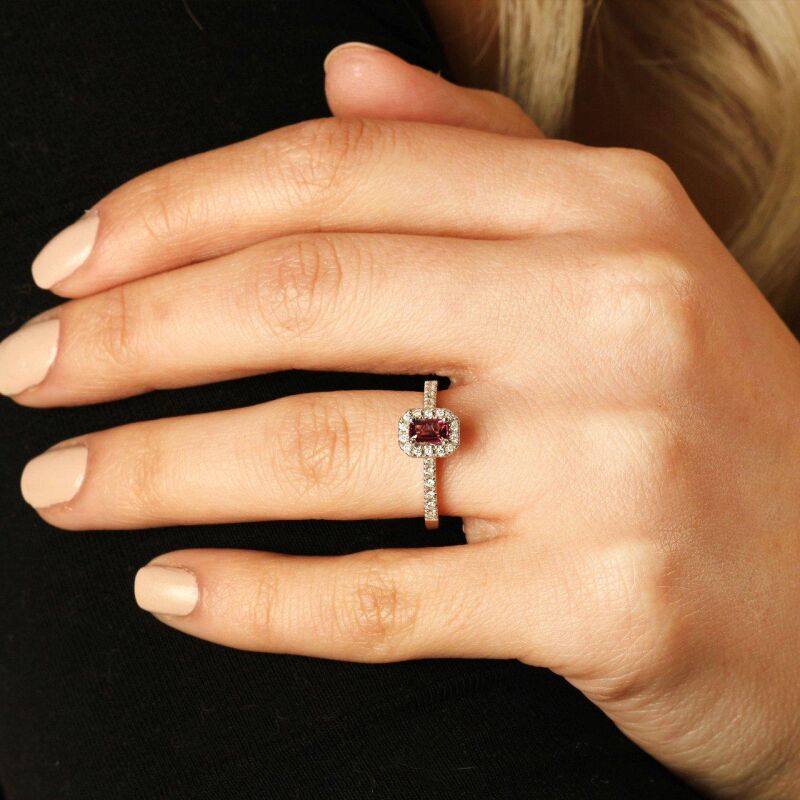 0.50 Karat Rhodolite Pırlanta Fantezi Yüzük - IDL Sertifikalı - 3