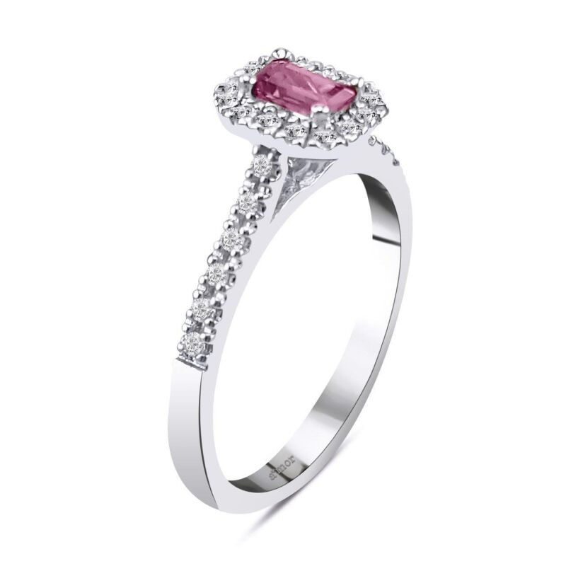 0.50 Karat Rhodolite Pırlanta Fantezi Yüzük - IDL Sertifikalı - 2