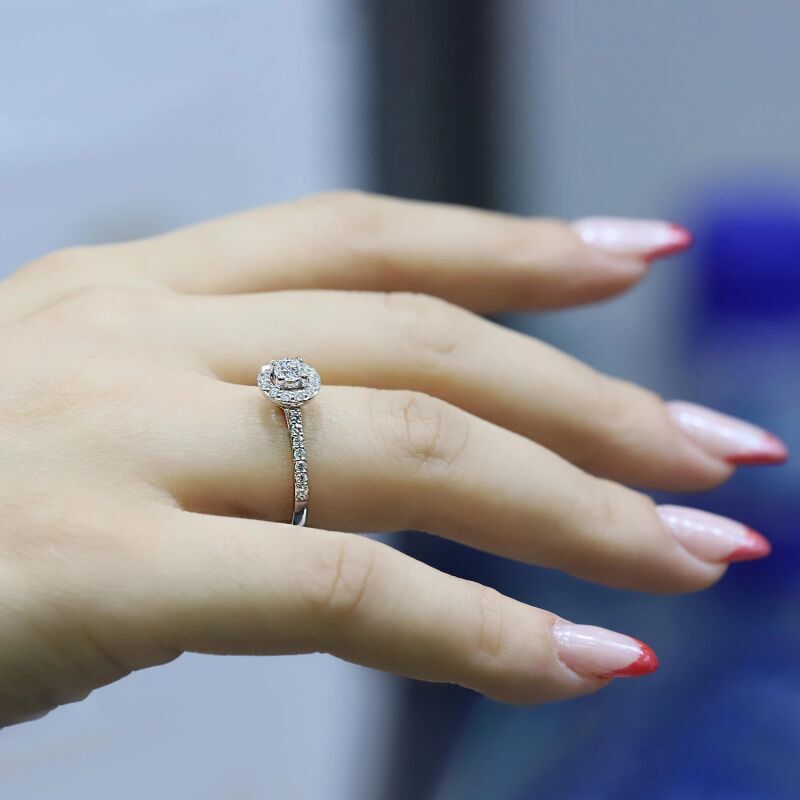 0.54 Karat Kenar Taşlı Tektaş Pırlanta Yüzük - IDL Sertifikalı - 3