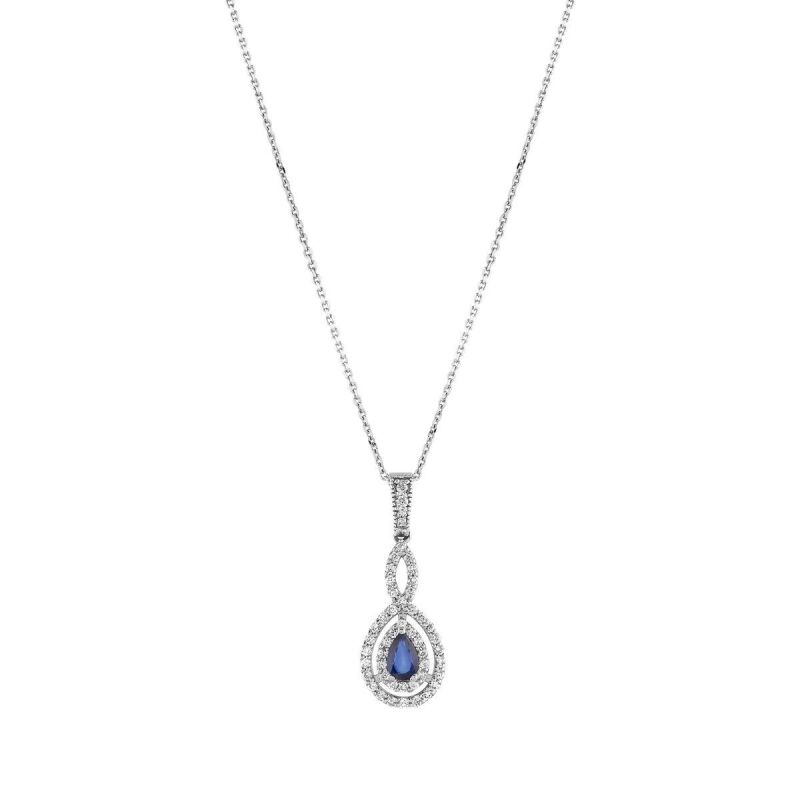 0.54 Karat Pırlanta Safir Kolye - IDL Sertifikalı - 2