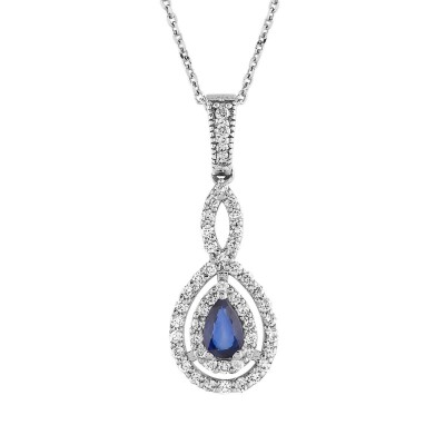 0.54 Karat Pırlanta Safir Kolye - IDL Sertifikalı - 1