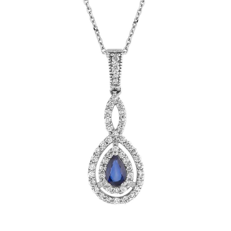 0.54 Karat Pırlanta Safir Kolye - IDL Sertifikalı - 1