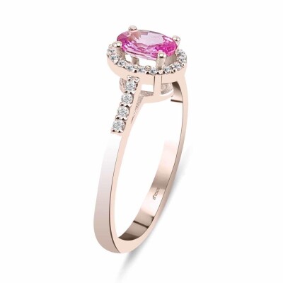 0.55 Karat Pırlanta Pink Safir Yüzük - IDL Sertifikalı - 2
