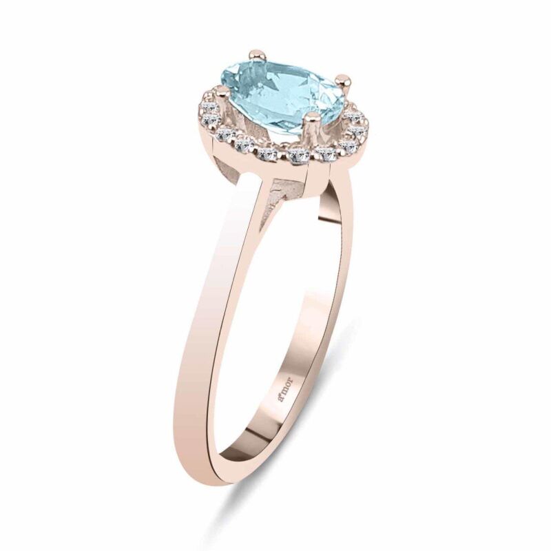 0.56 Karat Aquamarine Pırlanta Fantezi Yüzük - IDL Sertifikalı - 2