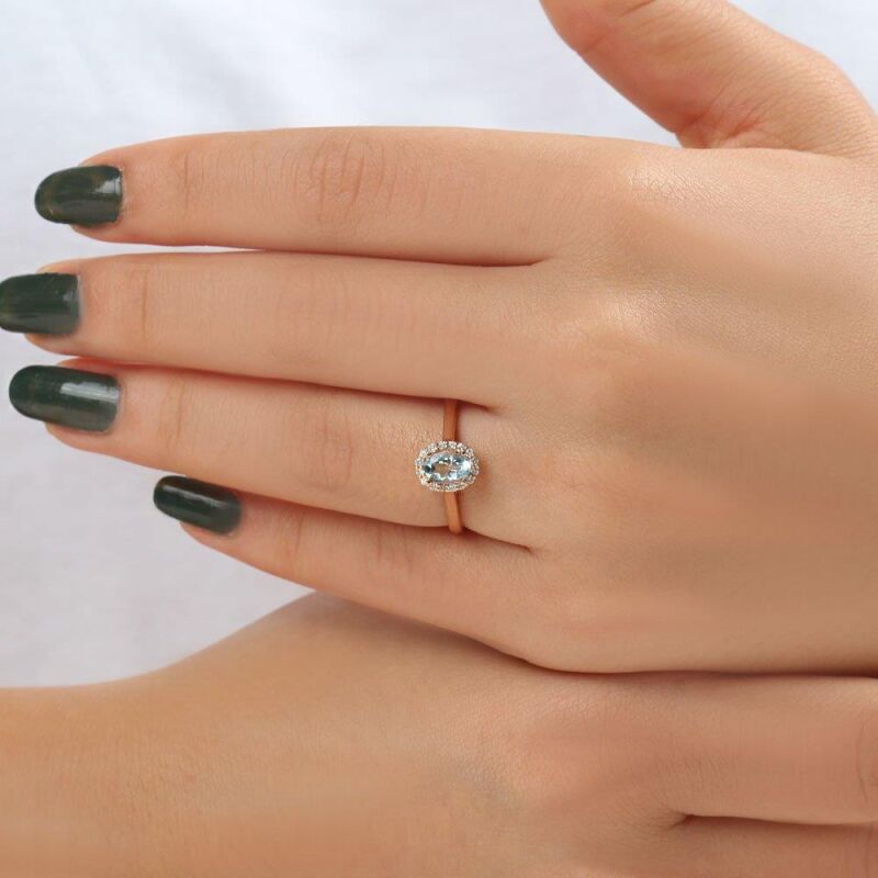 0.56 Karat Aquamarine Pırlanta Fantezi Yüzük - IDL Sertifikalı - 3