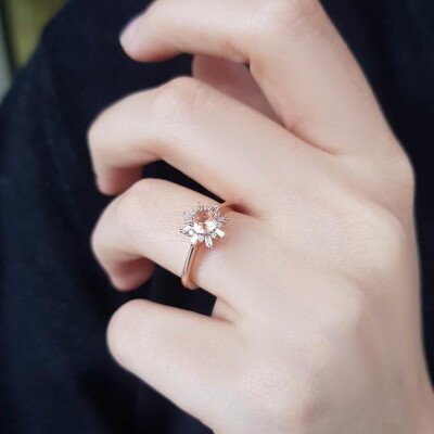 0.56 Karat Morganite Pırlanta Vintage Yüzük - IDL Sertifikalı - 4