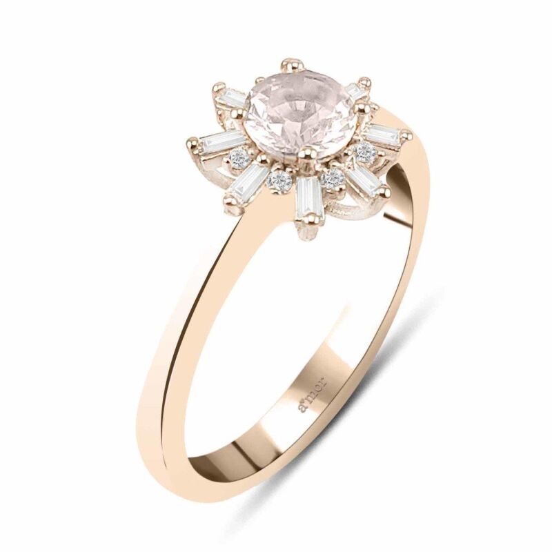 0.56 Karat Morganite Pırlanta Vintage Yüzük - IDL Sertifikalı - 2