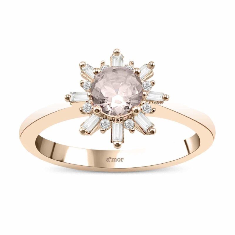 0.56 Karat Morganite Pırlanta Vintage Yüzük - IDL Sertifikalı - 1