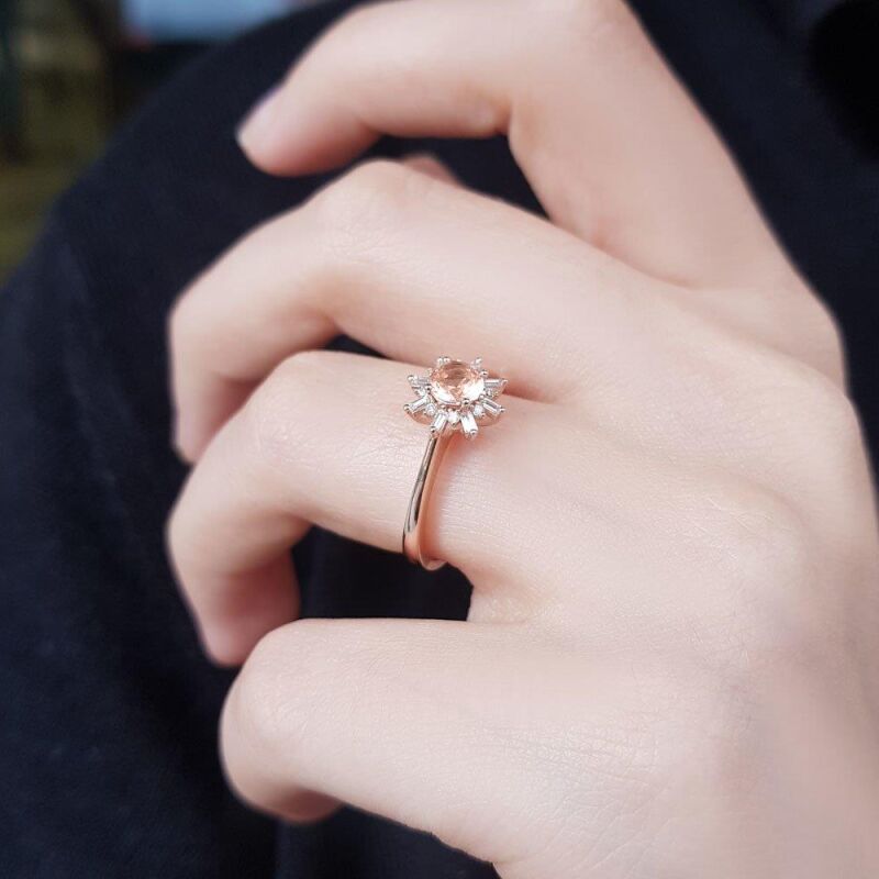 0.56 Karat Morganite Pırlanta Vintage Yüzük - IDL Sertifikalı - 3