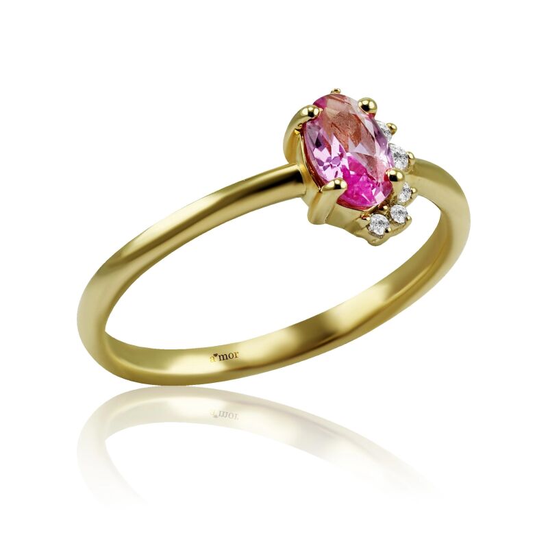 0.56 Karat Pırlanta Pembe Safir Yüzük - IDL Sertifikalı - 2