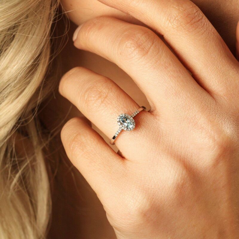 0.57 Karat Blue Topaz Pırlanta Fantezi Yüzük - IDL Sertifikalı - 3