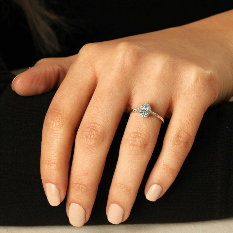 0.57 Karat Blue Topaz Pırlanta Fantezi Yüzük - IDL Sertifikalı - 4