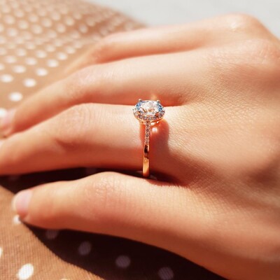 0.60 Karat Aquamarine Pırlanta Fantezi Yüzük - IDL Sertifikalı - 4