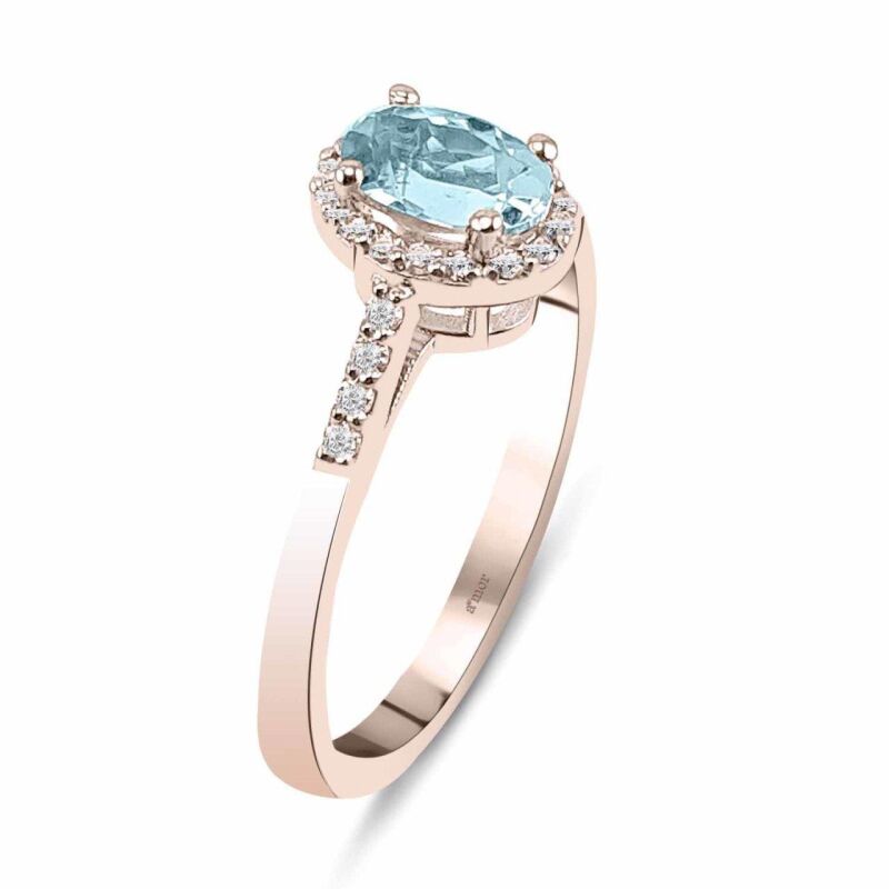 0.60 Karat Aquamarine Pırlanta Fantezi Yüzük - IDL Sertifikalı - 2