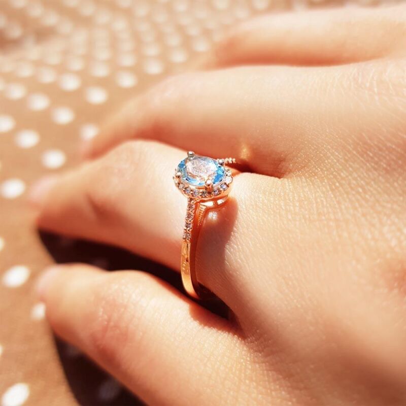 0.60 Karat Aquamarine Pırlanta Fantezi Yüzük - IDL Sertifikalı - 3