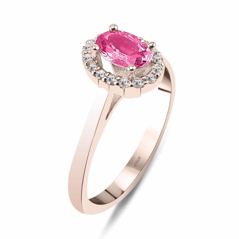 0.60 Karat Pırlanta Pink Safir Yüzük - IDL Sertifikalı - 2