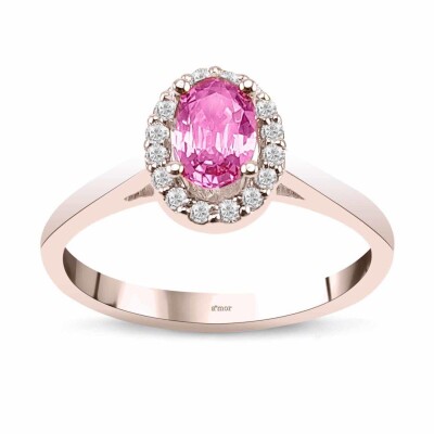 0.60 Karat Pırlanta Pink Safir Yüzük - IDL Sertifikalı - 1
