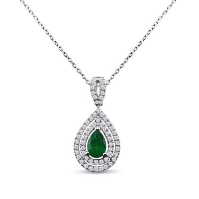 0.60 Karat Pırlanta Zümrüt Kolye - IDL Sertifikalı - 1