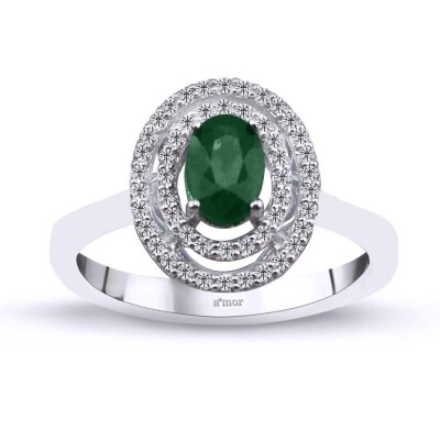 0.60 Karat Pırlanta Zümrüt Yüzük - IDL Sertifikalı - 1