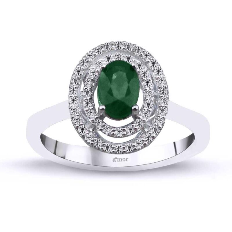 0.60 Karat Pırlanta Zümrüt Yüzük - IDL Sertifikalı - 1