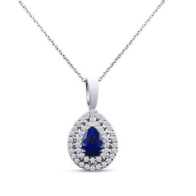 0.61 Karat Pırlanta Safir Kolye - IDL Sertifikalı - 1