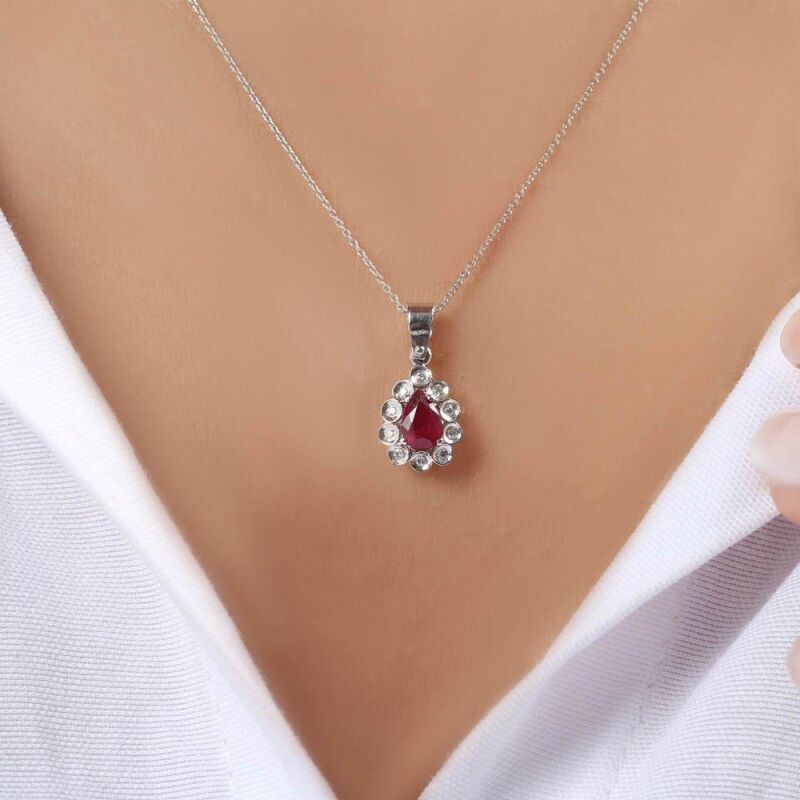 0.61 Karat Pırlanta Yakut Kolye - IDL Sertifikalı - 2