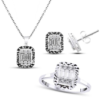 0.62 Karat Pırlanta Efektli Baget Set - IDL Sertifikalı - 1