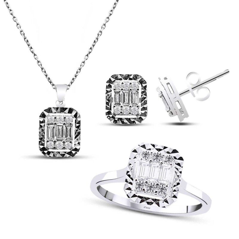 0.62 Karat Pırlanta Efektli Baget Set - IDL Sertifikalı - 1