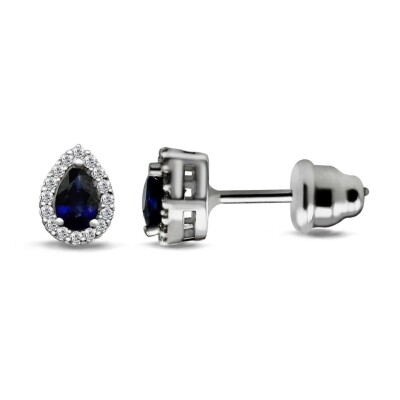 0.66 Karat Pırlanta Safir Küpe - IDL Sertifikalı - 1
