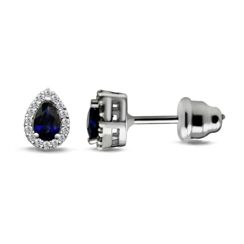 0.66 Karat Pırlanta Safir Küpe - IDL Sertifikalı - 1