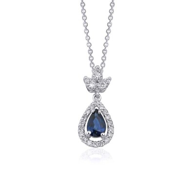 0.67 Karat Pırlanta Safir Kolye - IDL Sertifikalı - 1