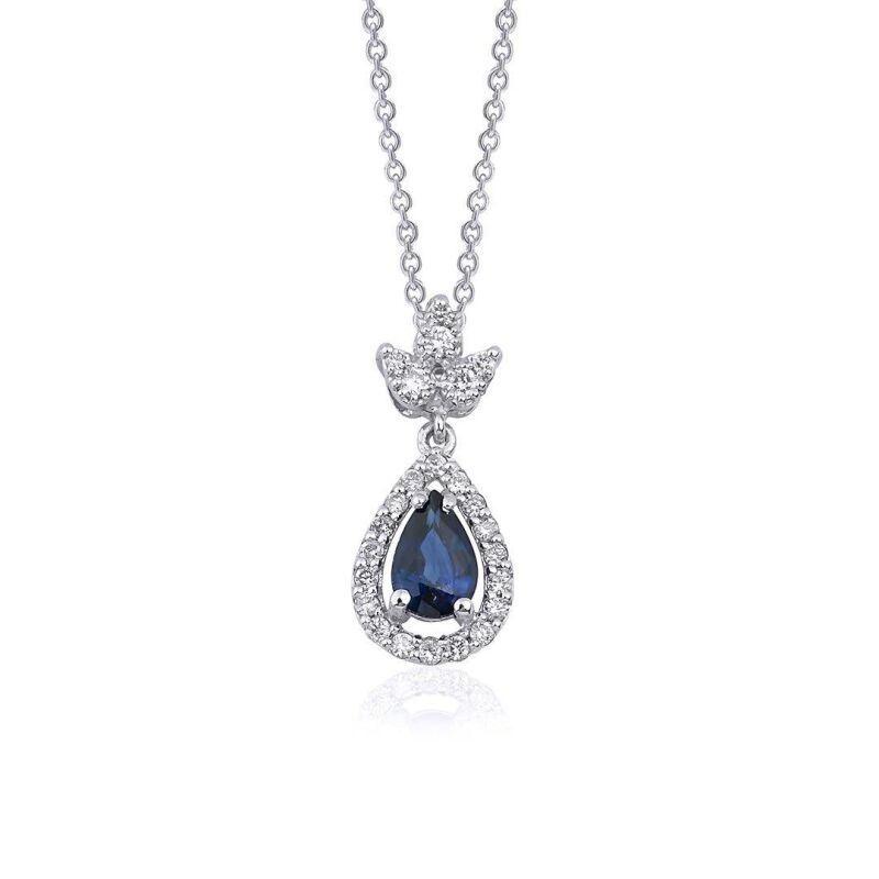 0.67 Karat Pırlanta Safir Kolye - IDL Sertifikalı - 1