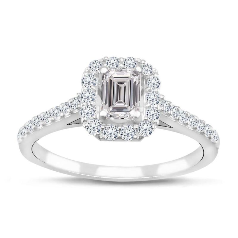 0.68 Karat Kenar Taşlı Emerald Tektaş Pırlanta Yüzük - IDL Sertifikalı - 1