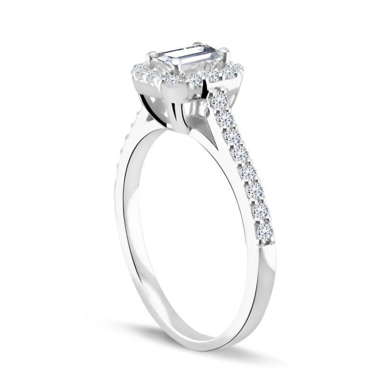 0.68 Karat Kenar Taşlı Emerald Tektaş Pırlanta Yüzük - IDL Sertifikalı - 2