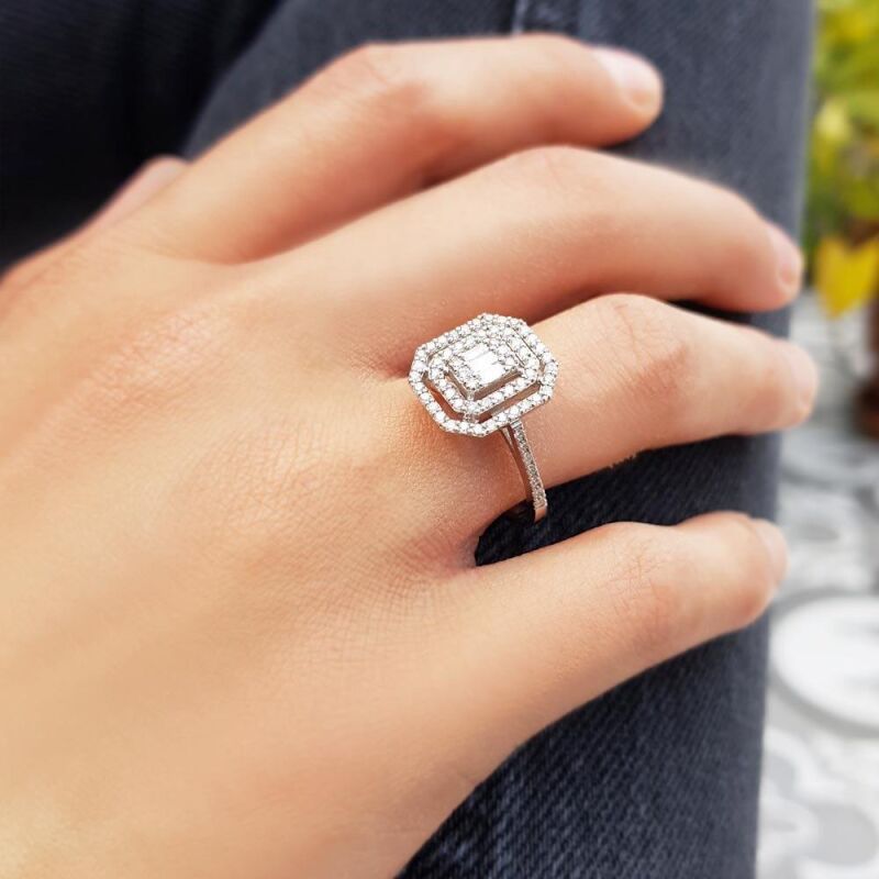 0.69 Karat Pırlanta Baget Yüzük - IDL Sertifikalı - 4