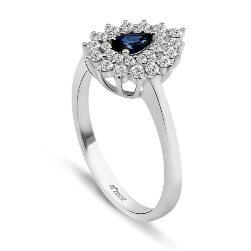 0.69 Karat Pırlanta Safir Yüzük - IDL Sertifikalı - 2