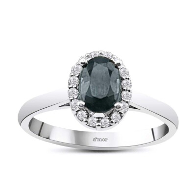 0.70 Karat Pırlanta Safir Yüzük - IDL Sertifikalı - 1