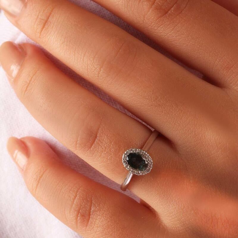 0.70 Karat Pırlanta Safir Yüzük - IDL Sertifikalı - 3