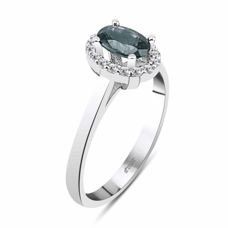 0.70 Karat Pırlanta Safir Yüzük - IDL Sertifikalı - 2