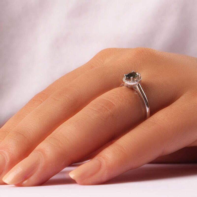 0.70 Karat Pırlanta Safir Yüzük - IDL Sertifikalı - 4