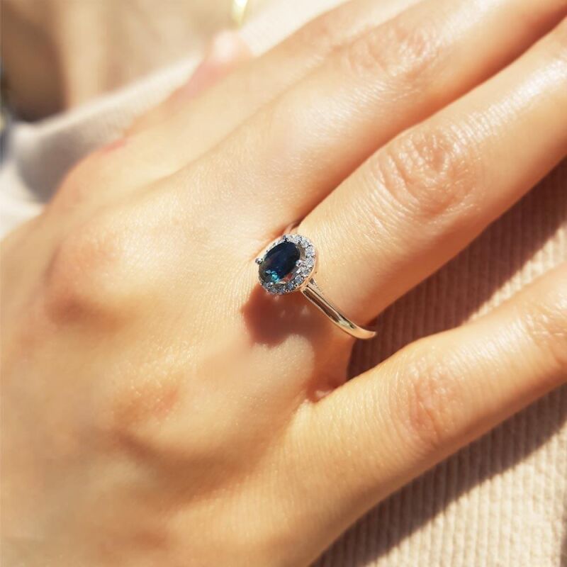 0.71 Karat Blue Safir Pırlanta Fantezi Yüzük - IDL Sertifikalı - 3