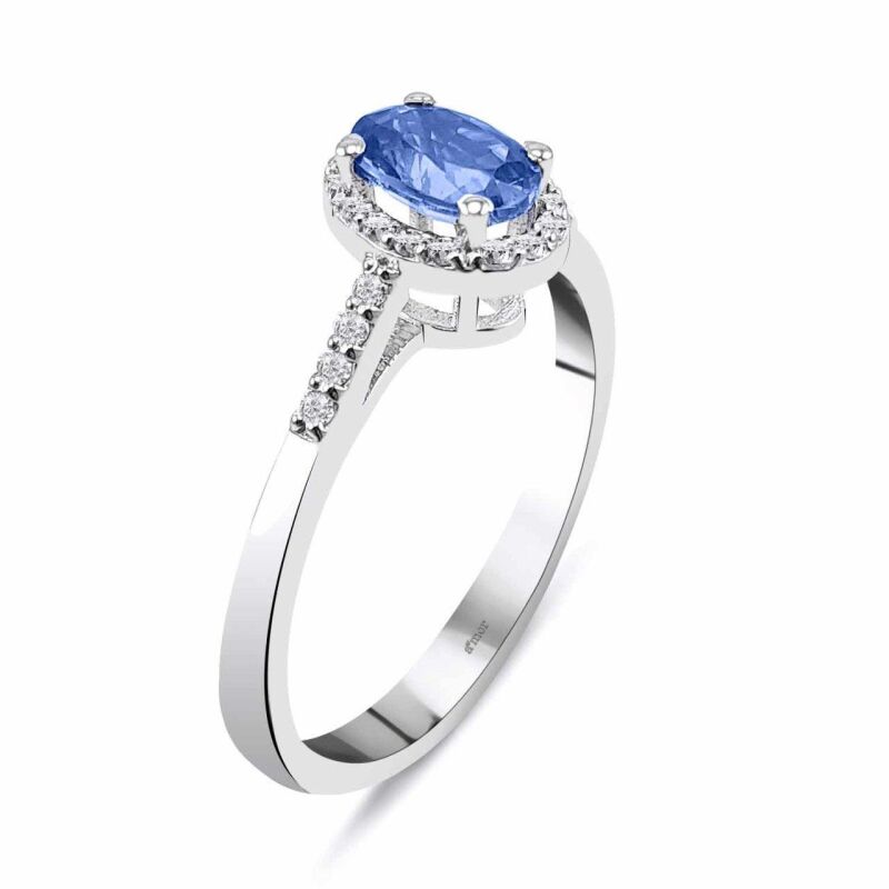 0.71 Karat Blue Safir Pırlanta Fantezi Yüzük - IDL Sertifikalı - 2