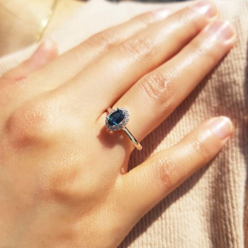 0.71 Karat Blue Safir Pırlanta Fantezi Yüzük - IDL Sertifikalı - 4
