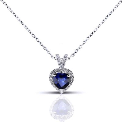 0.72 Karat Pırlanta Safir Kolye - IDL Sertifikalı - 1